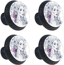 Donne sexy farfalla fiore Pomelli per Porta Set di 4 Pomelli per Mobili Manopole per Cassetti Cucina Armadio Vetro