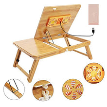 Tavoli da picnic Tavolo pieghevole, tavolo da scrivania per laptop regolabile 100% bambù con ventilatore di raffreddamento USB Scaffale pieghevole Scaffale per dormitorio letto portatile Stand portati