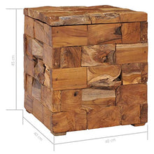 vidaXL - Sgabello in legno massello di teak, stile rustico, con un vano portaoggetti coperto da un coperchio, arredamento per interni e esterni