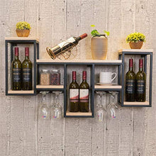 SBDLXY Scaffale Galleggiante per Vino in Legno con Supporto per calici | Armadi per Vino per Cucina, Sala da Pranzo, Bar o Cantina | con Piatto in Legno Color Natura