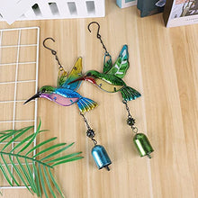 Colibrì Metallo Campanella A Vento Vetro Colorato Disegno Vernice Spruzzata Art Déco Verde