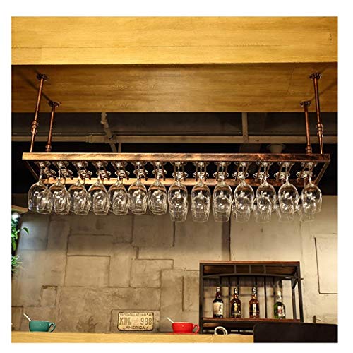 CCFENG Titolare Testa in Giù mobilia Calice, cremagliera Appeso Bar Vino, Supporto di Vetro Vino Europeo, Moderna Supporto di Vetro di Vino Creativo Minimalista (Color : Brown, Size : 120 * 35cmS)