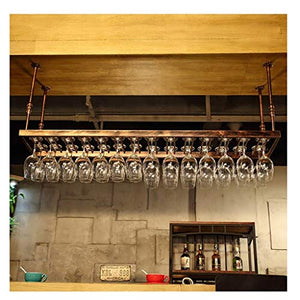 CCFENG Titolare Testa in Giù mobilia Calice, cremagliera Appeso Bar Vino, Supporto di Vetro Vino Europeo, Moderna Supporto di Vetro di Vino Creativo Minimalista (Color : Brown, Size : 120 * 35cmS)