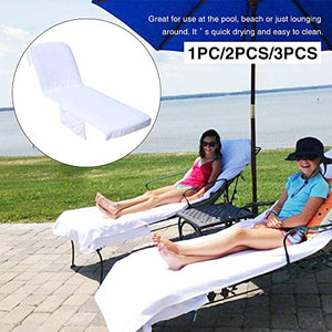 POHOVE - Copriasciugamani per sedia da spiaggia, con tasche laterali, telo da spiaggia, in microfibra, per chaise longue e spiaggia, ideale per prendere il sole