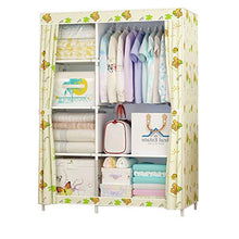KGESM Armoire Pliable portative,avec 2 Rails suspendus,6 étagères,Organisateur de Rangement de vêtements,Armoire en Tissu pour Chambre à Coucher (105x45x170cm)