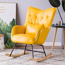 Hyy-yy, sedia da pranzo reclinabile a dondolo per soggiorno, camera da letto, balcone, sedie e gambe in metallo (colore giallo, dimensioni: 95 x 80 x 66 cm)