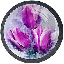 Fiori Tulip Art Abstract Paint Pomelli per Porta Set di 4 Pomelli per Mobili Manopole per Cassetti Cucina Armadio Vetro