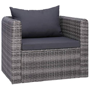 vidaXL Sedia da Giardino con Cuscini Elegante Raffinata Poltrona Relax Poltroncina da Esterno in Polyrattan Grigio Telaio in Acciaio Verniciato