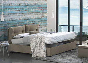 Talamo Italia Letto contenitore Matrimoniale Giulia, Made in Italy, Letto con rivestimento in tessuto, Apertura frontale, con materasso cm 160x190 incluso, Tortora