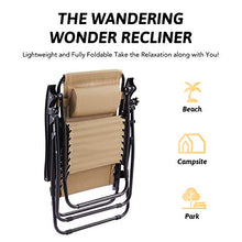 VONLUCE Sedia Sdraio Reclinabile con Portabicchieri Sedia Gravità Zero per Esterni con Poggiatesta Imbottito Lettino Pieghevole e Impermeabile per Giardino, Piscina e Spiaggia (Beige-Sottile)