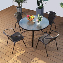 Aimir Set di Mobili da Giardino per Esterni, 5 Pezzi Sedia da Giardino in Rattan Set Componibile in Ferro Battuto Set da Conversazione da Giardino in Stile Moderno per Tutte Le Stagioni