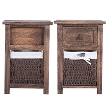 YINUODAY Comodino Rustico Comodini Tavoli Set di 2 Camere da Letto in Stile Rustico con Cassetto E Cestino Tavolino da Caffè Mid-Century da Salotto