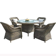 Set di Mobili da Giardino per Esterni, Set di Combinazioni di Sedie in Rattan per Famiglie da 5 Pezzi con Tavolino in Vetro Mobili da Conversazione in Vimini da Giardino per Tutte Le Stagioni