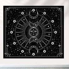 Sun Moon Tapestry Wall Hanging Stars Space Psychedelic Arazzo da parete in bianco e nero per camera da letto Decorazione della parete di casa,150 x 200cm