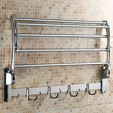 Bollitore creatività Acciaio Inossidabile Towel Rack WC Pieghevole portasciugamani Bagno Hardware Bagno Ciondolo Albergo Multi-Funzione Rack Argento XMJ (Size : 50cm Long 4 Hook)