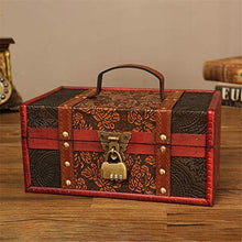 HO-TBO Valigia Decorativo Arredamento in Legno Cassa con Cinghie Bagagli Treasure Box Stash Annata Antica di Stile for Keepsake Giocattoli Foto Memorie Armadio Decorazione Camera Visualizza Crafts
