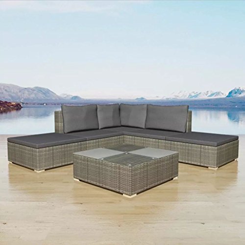 binzhoueushopping - Set di divani da giardino, 15 pezzi, estremamente comodi, dimensioni del divano centrale 69,5 x 69,5 x 52,5 cm, funzione in resina intrecciata