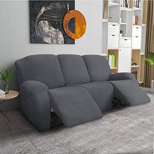HUANXA Elastico 1 2 3 Posti Poltrona Salvadivano, 8pezzi Poltrona Relax Copridivano Cani Gatti Bambini Divano Telo Protezione Copridivano-Grigio Scuro-3 Posti(8pezzi)
