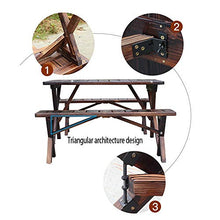 XZQ Tavolo E Sedie Pieghevoli Set Panca da Giardino in Legno Barbecue da Esterno Patio Party Campeggio Portatile A Tre Pezzi Buco Umbrella 4-6 Persone (Color : Brown, Size : 110 * 60 * 65cm)