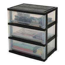 Iris Ohyama, Torre di stoccaggio, 3 cassetti da 30 L, con ruote, plastica robusta, ufficio, garage - Smart Wide Chest SWC-503 - Nero