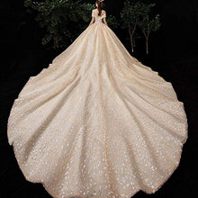 FTFTO Accessori per la casa Stylish Simplicity 2019 New Elegant Champagne Bride Dress Mesh Mesh Backless Trailing Tracing Shoulder Dress Large
