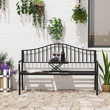 Outsunny Panchina da Giardino 2 Persone con Tavolino Estensibile Metallo 160 x 53 x 95 cm Nero