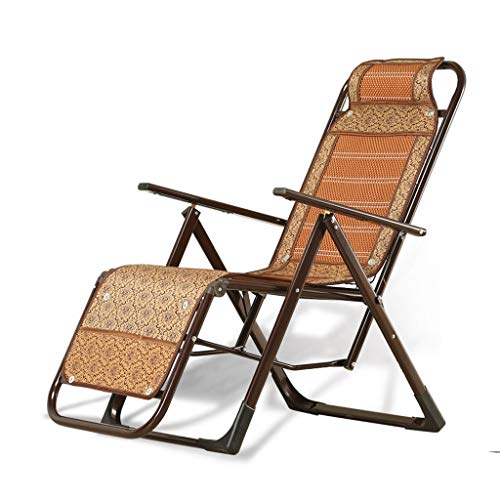Hfyg Lettino Prendisole Balcone Reclinabile, Bamboo Weaving Balcony Office Recliner Sdraio da Sole All'aperto da Giardino Patio Gravity Chair Lazy Sedia Pieghevole Chaise Longue (Color : Brown)