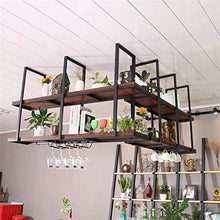 LXD Wine Rack, Organizzare grande cucina in Metallo Calici Rack legno galleggiante Ripiani decorazione del soffitto Mensola con ganci multifunzionali per tè e caffè Tazze Tazze per cucina/bar,60cm