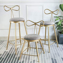 WANGFENG Sgabelli Sgabelli da Bar Bancone da Cucina Sgabello da Trucco Gambe in Metallo Dorato Moderno Ed Elegante in Velluto Grigio Cast Chic Bar Design Creativo con Fiocco Posteriore