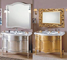 Bagno Italia Mobile Arredo Bagno 109cm Foglia ORO con lavabo in ceramica e specchiera con cornice Mobili 1 l