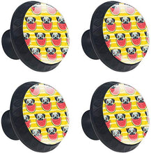 Pug Doges Anguria Striscia gialla Pomelli per Porta Set di 4 Pomelli per Mobili Manopole per Cassetti Cucina Armadio Vetro