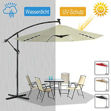 LARS360 Ombrelloni da Giardino per Esterno Gazebo Piscina Giardino Terrazzo, Con Solar LED Colore Beige ø300cm Alluminio Poliestere Parasole con Base a Croce, Protezione UV Impermeabile