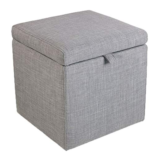 Mobili per la casa e Giardino Sgabello per sgabelli ottomani Sgabelli丨Pouf Panca Singola per ripostiglio丨Sgabello tappezzato in Lino Quadrato Sgabello Imbottito per Comodino (Color : Light Grey)