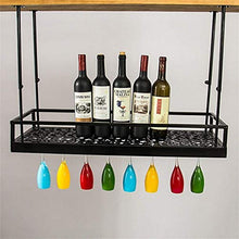 Scaffale da parete a soppalco Portabottiglie da soffitto in ferro metallico Portabottiglie per vino Portabottiglie e bicchieri da vino Portabottiglie da vino Porta calici (Dimensioni: L100 * w30cm)