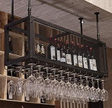 LXD Scaffali Del Vino, Attico Cornice per Pareti in Metallo Ferro Grille Scaffale per Soffitto Deposito Del Soffitto Appeso Bottiglia Di Vino Portabottiglia e Occhiali Telaio 2 Strato Di Vino Cremagl