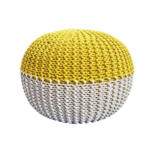 HBING Personalizzato Lavabile Nordic Tessuto a Mano Doppio Colore Pier Corrispondenza sgabelli Ottoman Scarpe Cambiare Scarpe Finestra Galleggiante Tatami Mat può Essere Decorato,YellowRiceWhite