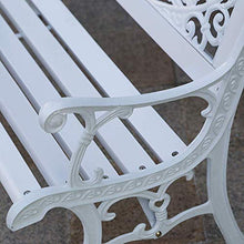GaoF Panchina da Esterno in Legno massello, panchina da Giardino nel Cortile con Schienale e braccioli, panchina da Giardino con Struttura in Acciaio anticorrosione e antiruggine