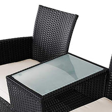 Casaria Panchina da Esterno con tavolino polyrattan panche da Giardino divanetto Cuscini 7cm Resistente alle intemperie