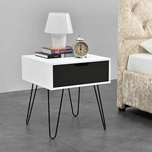[en.casa] Tavolino d´appoggio 'Rosenheim' / Comodino/Como/Sideboard (Bianco/Grigio) con cassetto 40x40x44cm