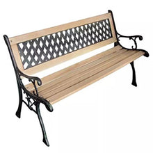 Lingjiushopping Panca da Giardino con Schienale a Motivo Nostalgique Legno e Metallo Materiale: Legno e Metallo Dimensioni: 122 x 73 x 34 cm (L x H x L)