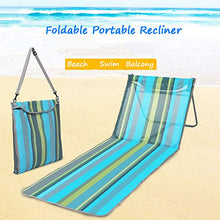 ANBO Sedia A Sdraio Pieghevole da Spiaggia, Schienale Reclinabile Regolabile Leggero Portatile Lettino Prendisole da Esterno per Patio Giardino Picnic Barbecue in Viaggio
