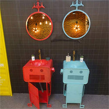 YRRA Autoportante Mobile Lavabo, Stile Industriale Ferro battuto Mobile Bagno con Rubinetto e Scarico, 21,6 x 17,7 x 33,4 Pollici,Giallo,with Mirror