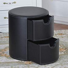 Stoccaggio Ottomano Con 2 Cassetti, Letto Ottomano Tabella Da Caffè Del Cubo Di Archiviazione, Sgabello A Piedi in Pelle,Nero
