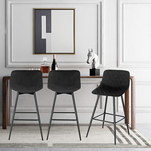 WOLTU BH252sz-4 Set di 4 Sgabelli da Bar con Schienale Poggiapiedi Sedia da Cucina in Velluto Nero
