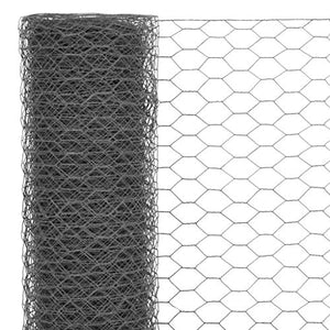 ghuanton Rete d'Acciaio Rivestimento PVC 25x1m Trama Esagonale Grigio Articoli di ferramenta Barriere e recinzioni Pannelli per recinzioni