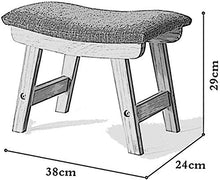 YANG Dressing Table Sgabello Imbottito Poggiapiedi in Legno Change Scarpe banco concavo Seduta Pouf ottomano con Rimovibile Khaki Copertina in Lino, Carico Massimo 200kg, 38x24x29cm