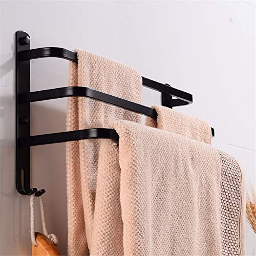 Portasciugamani da Bar in Alluminio Nero a Tre Strati portasciugamani Appendiabiti a Muro con Gancio Porta mensole d'angolo Bagno Doccia
