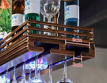 PZW Portabottiglie per Vino Rosso Cornice per Bicchiere da Vino Appesa Tazza Retrò Cornice per Bicchiere Di Vino Rosso Sulla Testa Appendiabiti per Vino con Luci Supporto a Parete, 80 * 27 Cm80 * 27