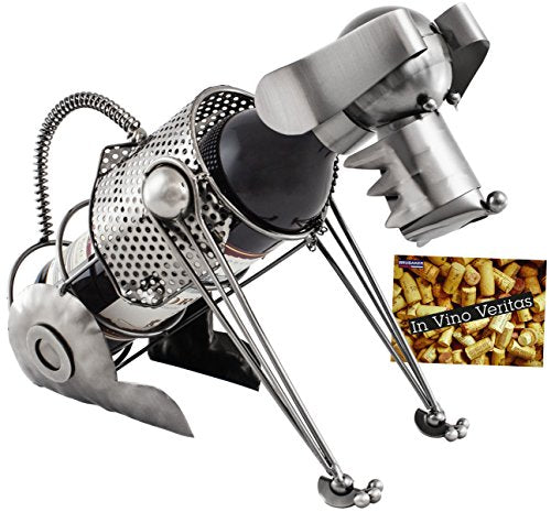 BRUBAKER portabottiglie con cane bottiglia supporto Oggetto Decorativo Metallo con biglietto d' auguri per vino regalo