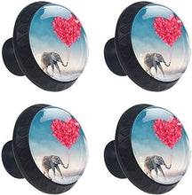 Cuore di palloncini di elefante grigio naso rosso Pomelli per Porta Set di 4 Pomelli per Mobili Manopole per Cassetti Cucina Armadio Vetro
